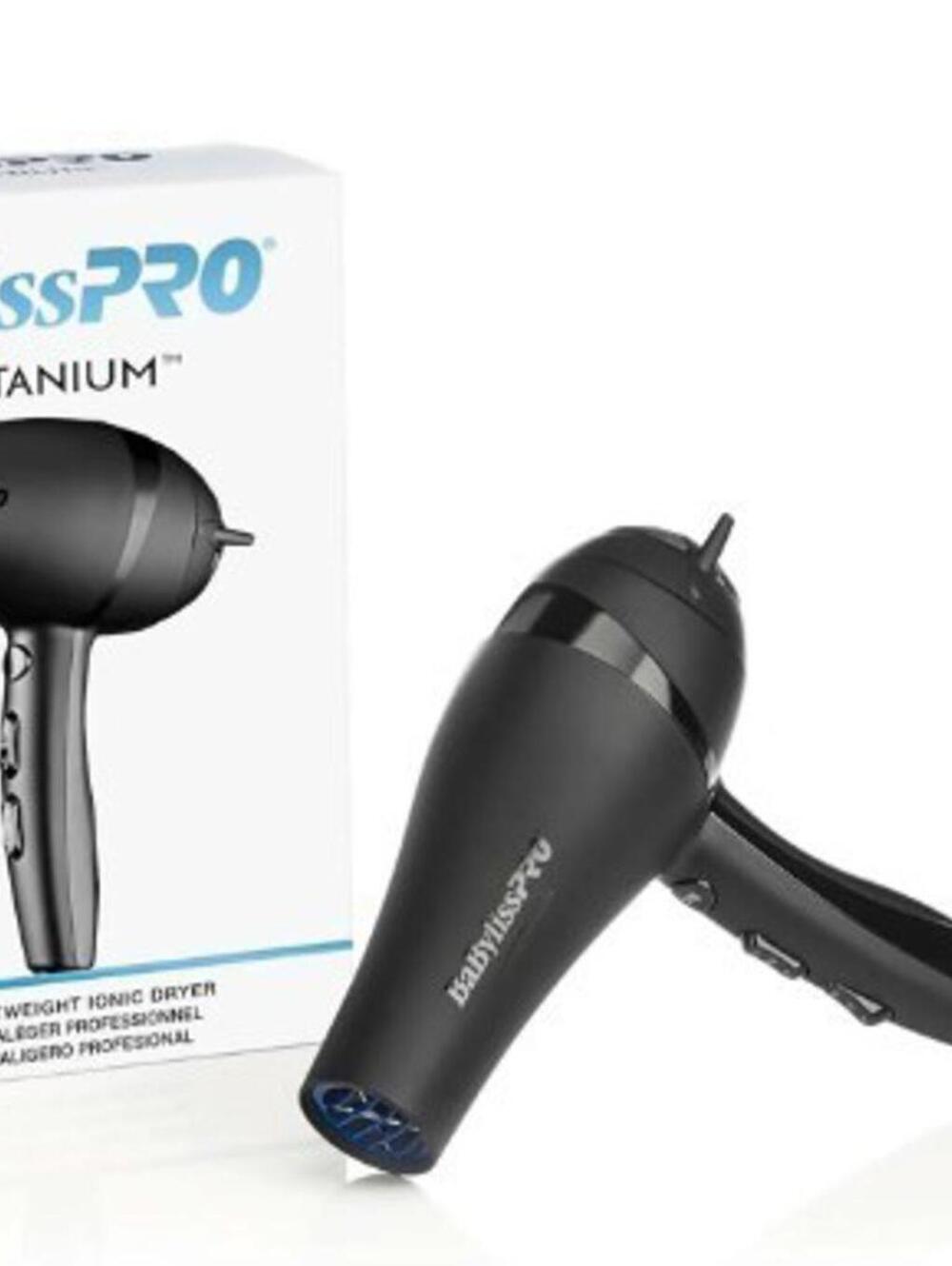 BaBylissPRO Lightweight Ionic Hair Dryer, Nano Titanium 2000-Watt BNT5548 Black